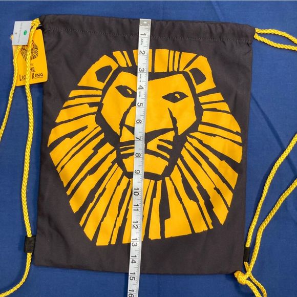 Disney The Lion King The Broadway Show Drawstring Bag Logo Yellow Black NWT - Picture 3 of 8